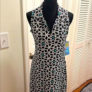 Banana Boat Sleeveless Collared Geometric UPF 50+ Dress